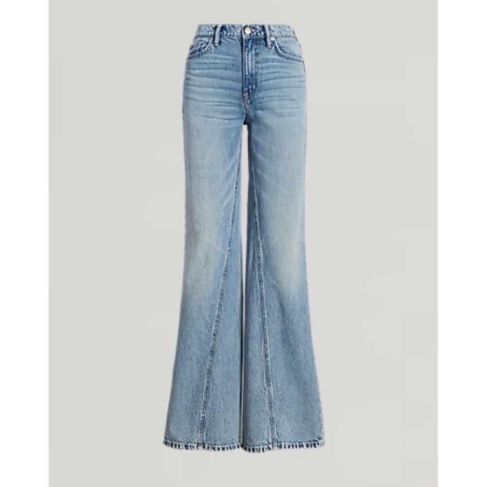 Lauren Ralph Lauren‎ High-Rise Wide-Leg Jeans Blue Light Wash Plus Size 18